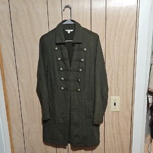 CAbi Women’s Olive Green Military Utility Coat Double Breasted Size L